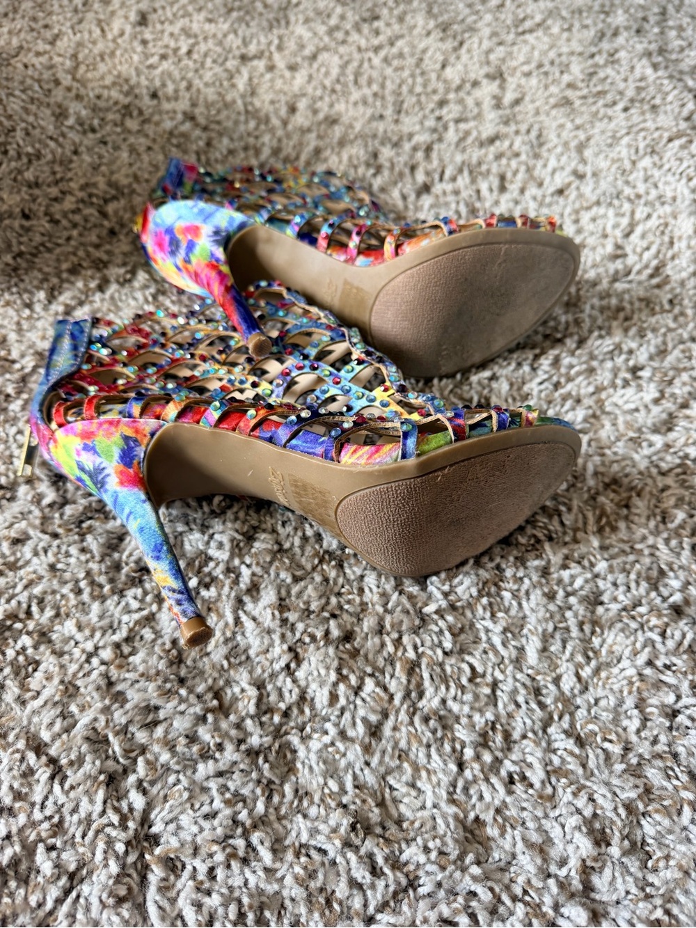 Zigi Soho Multicolor Beaded Cutout Heeled Sandals - Picture 3 of 5